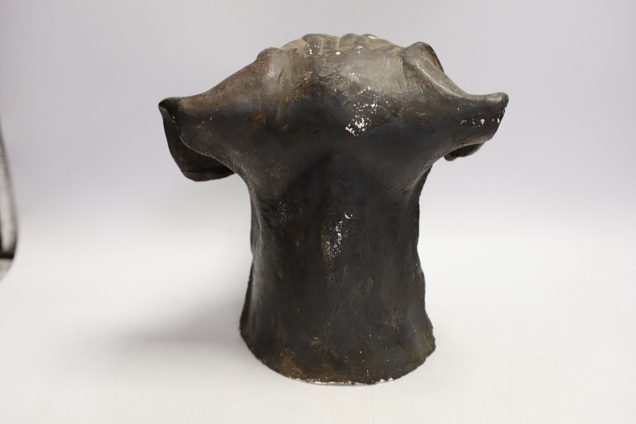 A plaster model of a bulldog head, 24cm